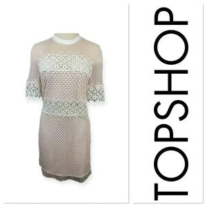 NWT Topshop blush pink dress with lace accents size 8
